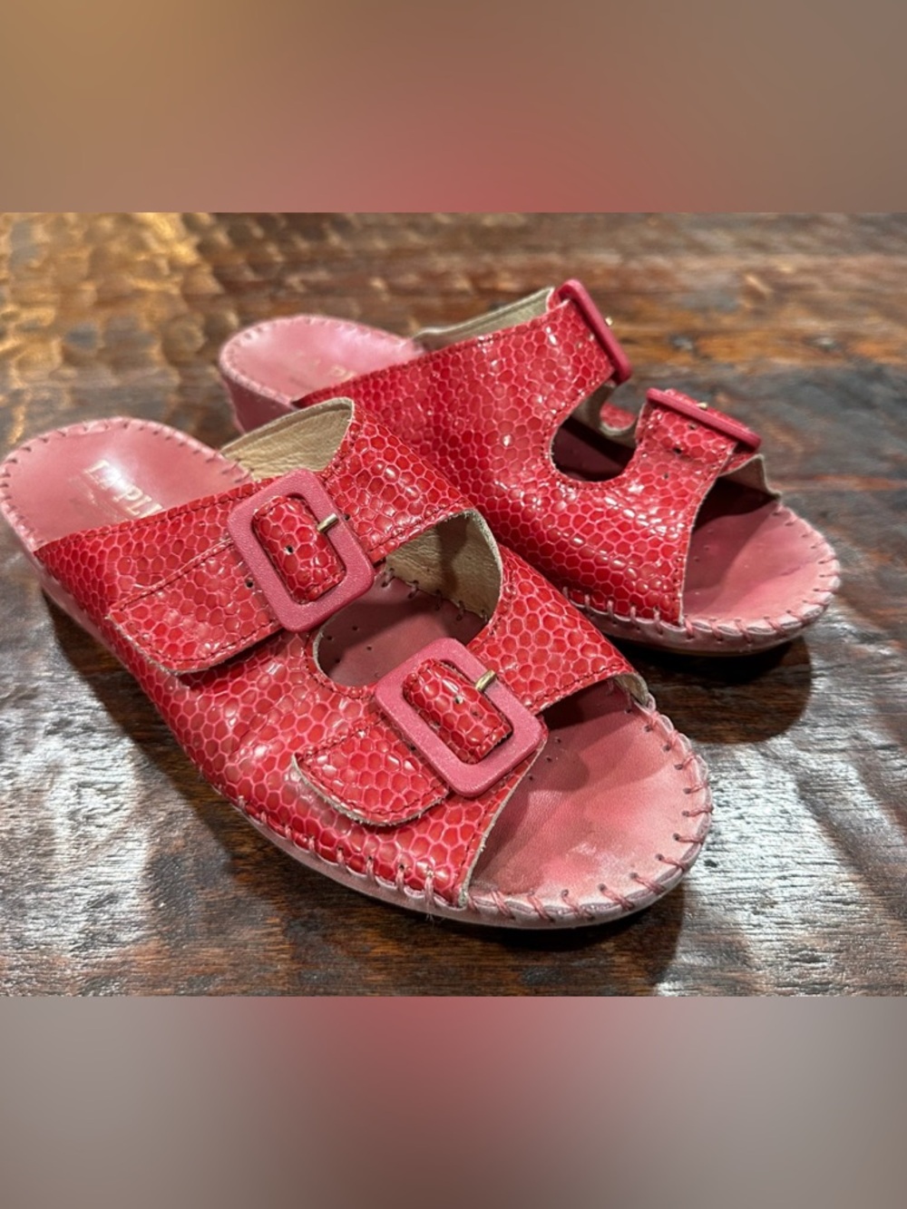 La Plume | Shoes | Red Leather La Plume
Buckle Sandals size 37/6.5-7‎